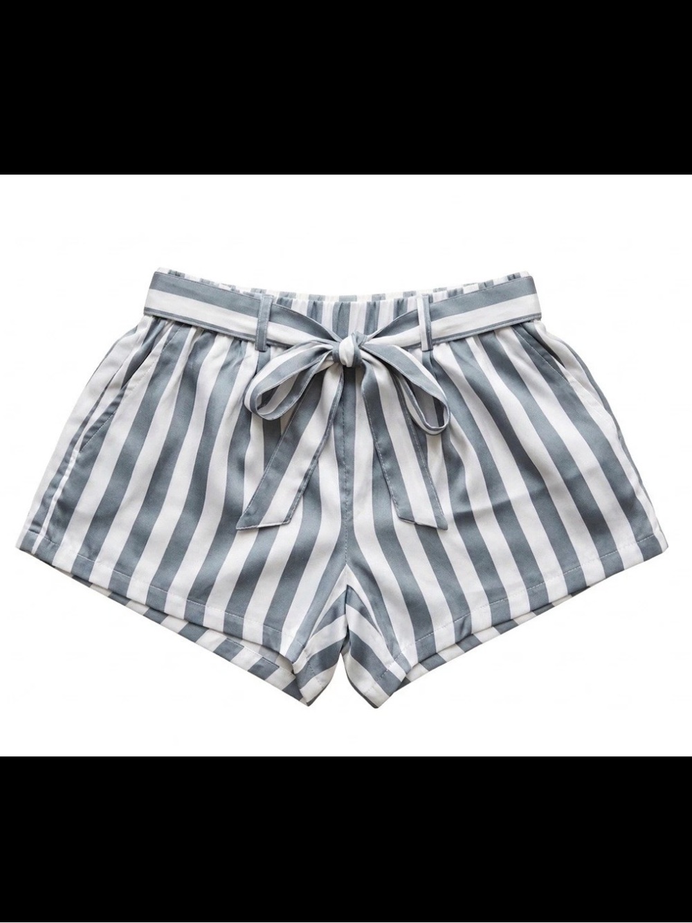 NWOT Chaser Striped Paperbag Waist Shorts High Rise Tie Front Gray XS